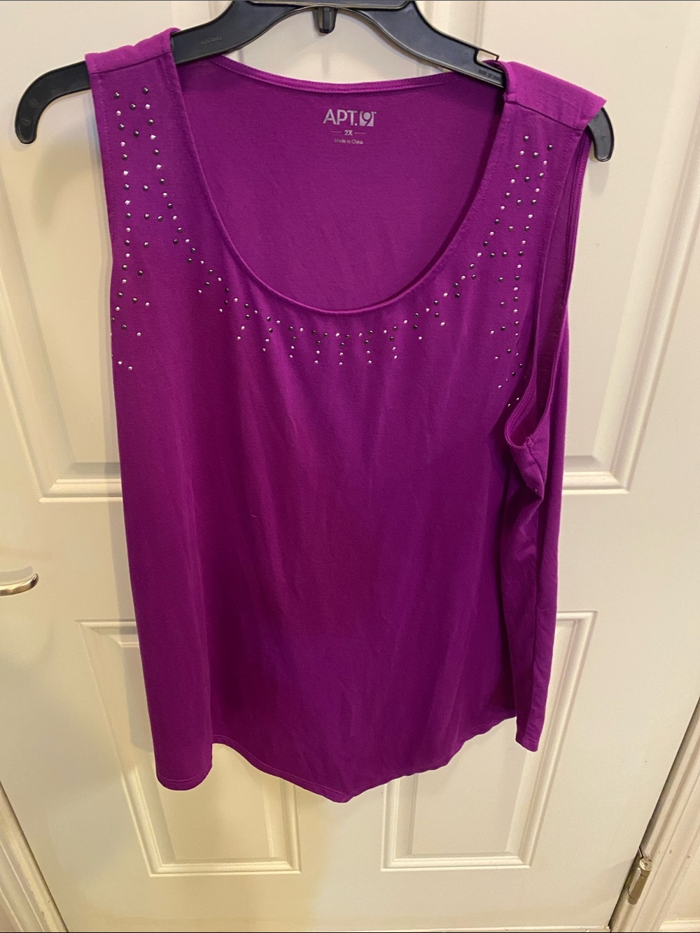 Apt. 9 Magenta Scoop Neck Tank with Rhinestone Accents